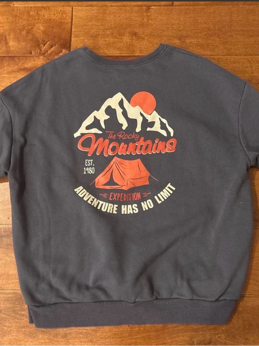 Women's Navy Crewneck Sweatshirt - Rocky Mountains Graphic